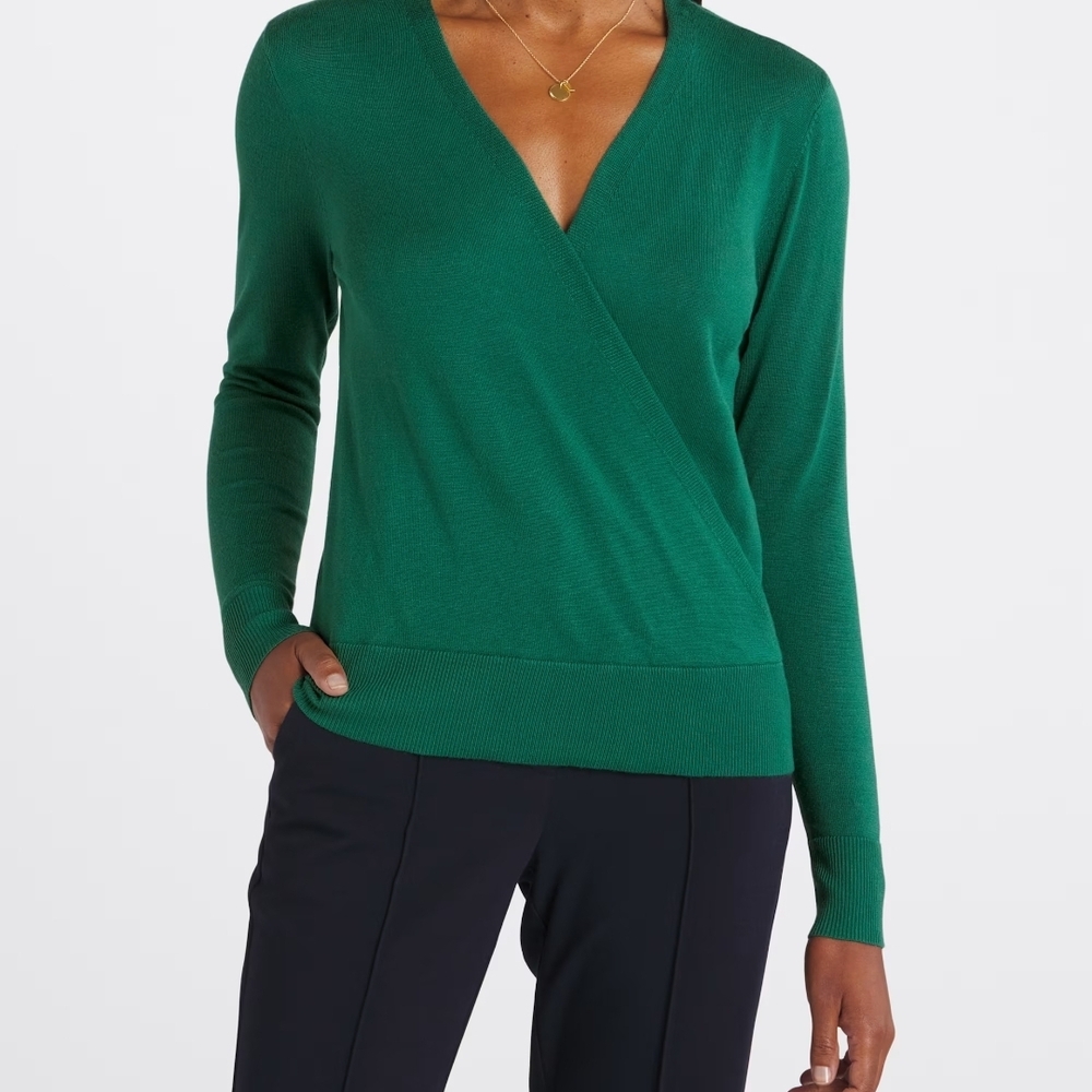 Lety & Me Elegant Green Wrap Sweater
